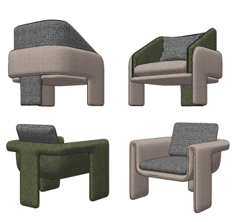 现代休闲单椅组合su草图模型下载