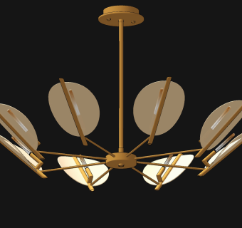 现代金属多头吊灯su草图模型下载