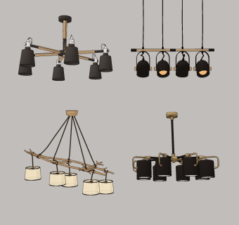 现代时尚吊灯su草图模型下载