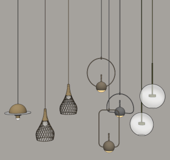 现代轻奢吊灯,su草图模型下载