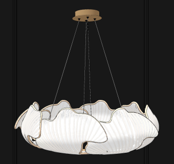 新中式银杏玻璃装饰吊灯su草图模型下载