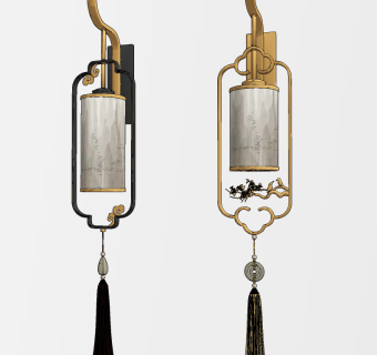 新中式轻奢壁灯,su草图模型下载