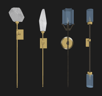 现代新中式轻奢壁灯组合su草图模型下载