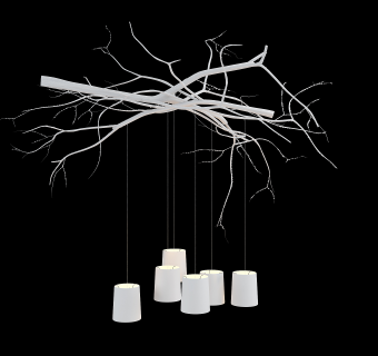 现代干树枝装饰吊灯,su草图模型下载