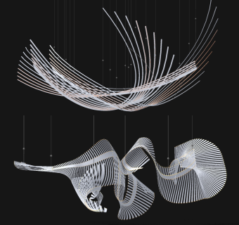 现代异形艺术装饰吊灯,su草图模型下载