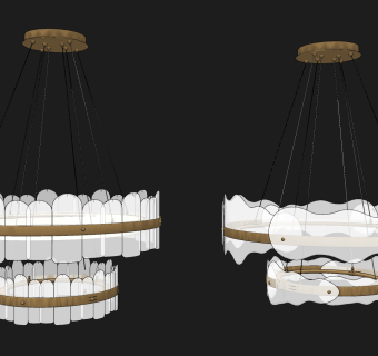 现代轻奢水晶吊灯su草图模型下载