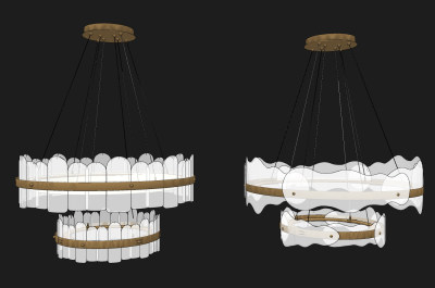 现代轻奢水晶吊灯su草图模型下载