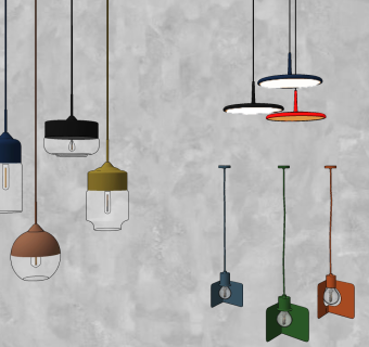 现代轻奢时尚小吊灯,su草图模型下载