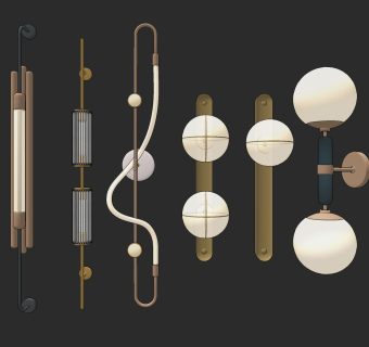现代轻奢金属壁灯su草图模型下载