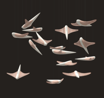 现代金属飞鸟装饰吊灯su草图模型下载