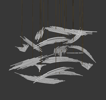 现代水晶装饰吊灯su草图模型下载