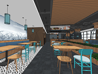 工业<em>loft</em>餐厅餐饮餐馆 su草图模型下载