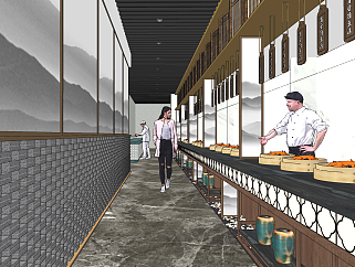 <em>新中式餐厅</em>餐馆,餐厅su草图模型下载