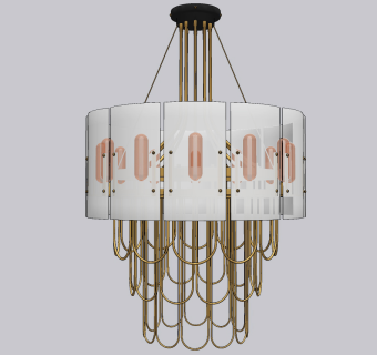 欧式轻奢吊灯su草图模型下载