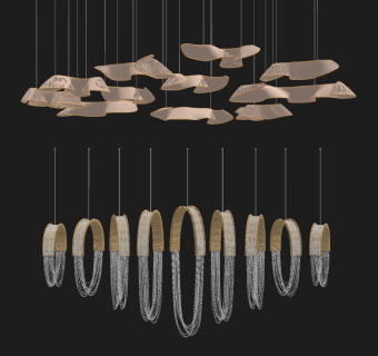 现代轻奢吊灯,吊饰,su草图模型下载