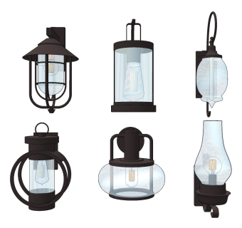 工业风美式金属壁灯,户外壁灯su草图模型下载