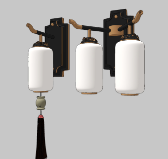 新中式灯笼壁灯su草图模型下载