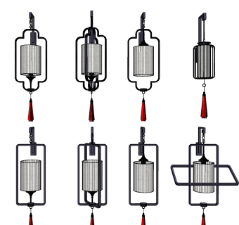 新中式壁灯su草图模型下载