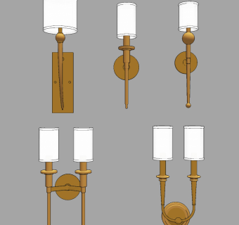 美式轻奢铁艺壁灯su草图模型下载