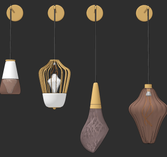 现代新中式轻奢壁灯组合su草图模型下载