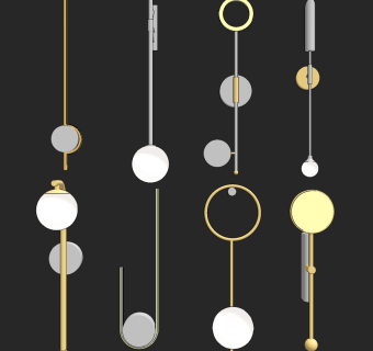 现代极简时尚壁灯组合su草图模型下载