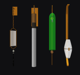 现代新中式轻奢条形壁灯组合su草图模型下载