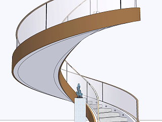 现代<em>旋转玻璃</em>楼梯su草图模型下载