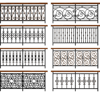 欧式铁艺栏杆组合su草图模型下载