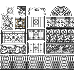 欧式铁艺雕花栏杆su草图模型下载