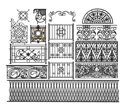 欧式铁艺雕花栏杆su草图模型下载