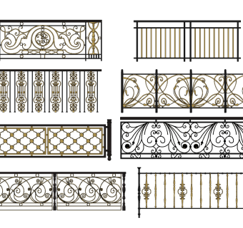 欧式古典金属栏杆护栏su草图模型下载