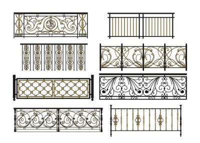 欧式古典金属栏杆护栏su草图模型下载