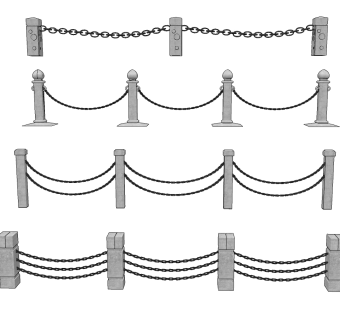 现代铁链护栏围栏su草图模型下载