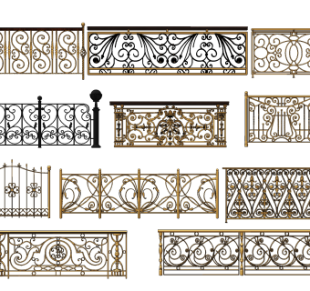 欧式铁艺栏杆护栏su草图模型下载