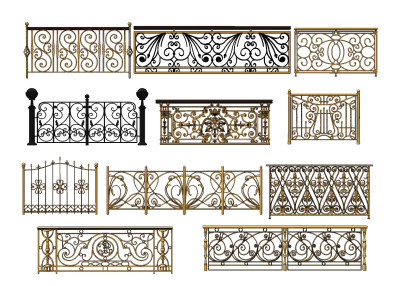 欧式铁艺栏杆护栏su草图模型下载
