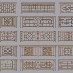 新中式金属栏杆护栏扶手su草图模型下载