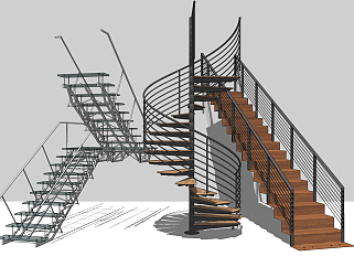 <em>现代旋转楼梯</em>组合su草图模型下载