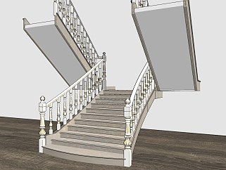 欧式楼梯组合su草图模型下载