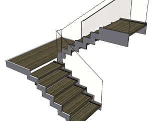 现代<em>转角楼梯</em>su草图模型下载