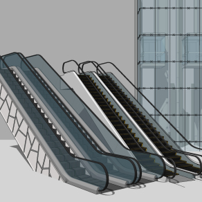现代扶手电梯su草图模型下载