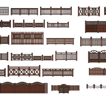 中式实木栏杆su草图模型下载