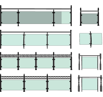 现代玻璃扶手栏杆su草图模型下载