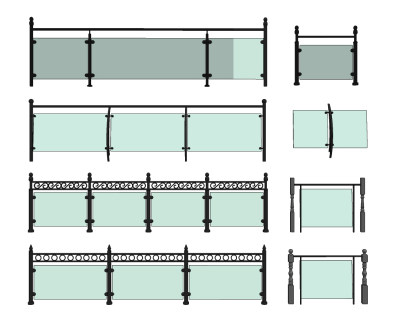 现代玻璃扶手栏杆su草图模型下载