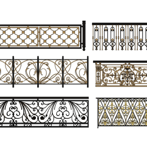现代围墙栏杆护栏su草图模型下载