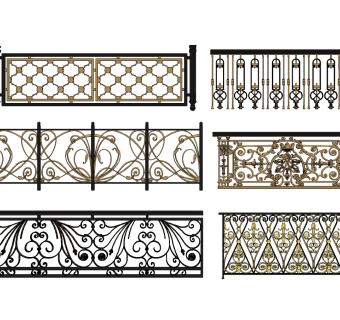 现代围墙栏杆护栏su草图模型下载