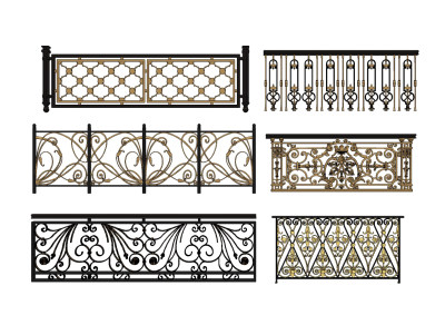现代围墙栏杆护栏su草图模型下载