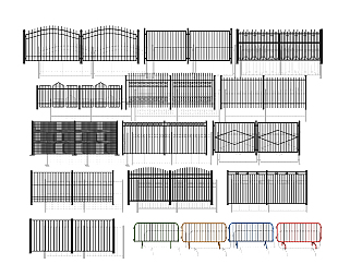 现代户外庭院栏杆su草图模型下载