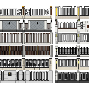 现代铁艺围栏护栏su草图模型下载