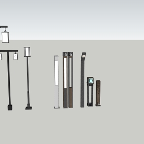 新中式庭院景观路灯，中式路灯su草图模型下载