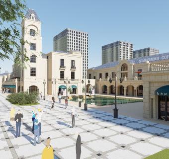 法式欧式建筑商业街 步行街 (1)su草图模型下载